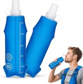 2 Stuks Soft Flask - Drinkfles Hardlopen - Opvouwbare Waterfles - draagbaar - BPA-vrij - Siliconen - Lekvrij - voor Hardloopvest, Hiking & Fietsen - blauw