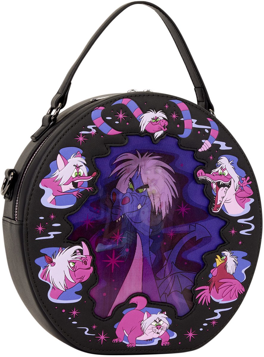 THE SWORD IN THE STONE MADAM MIM LENTICULAR LOUNGEFLY CROSSBODY BAG