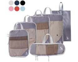 ANNSTÉ® - Compressie Packing Cubes - Packing Cubes Compression - Reiszakken voor Koffer - Packing Cubes met Compressierits - Bagage Organizer - Compression Cube - Koffer Organizer Set - Bag Organizer - Reistassen - Reis Organizer - 6 Stuks - Grijs