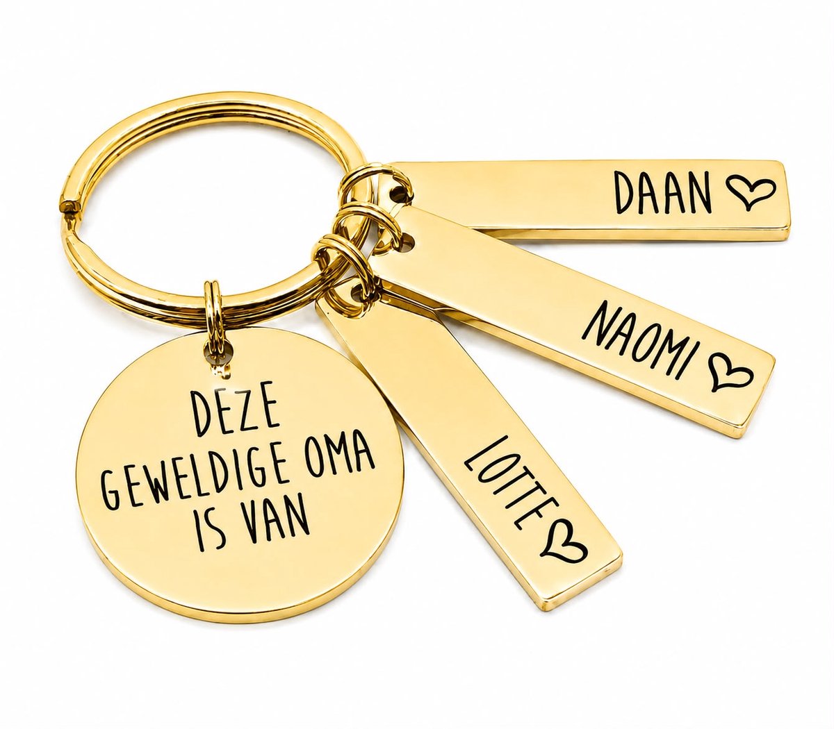 Gepersonaliseerde Sleutelhanger "Deze geweldige..." met Namen | RVS Sleutelhanger | Cadeau Vader | Cadeau Moeder | Cadeau Opa | Cadeau Oma | Goud