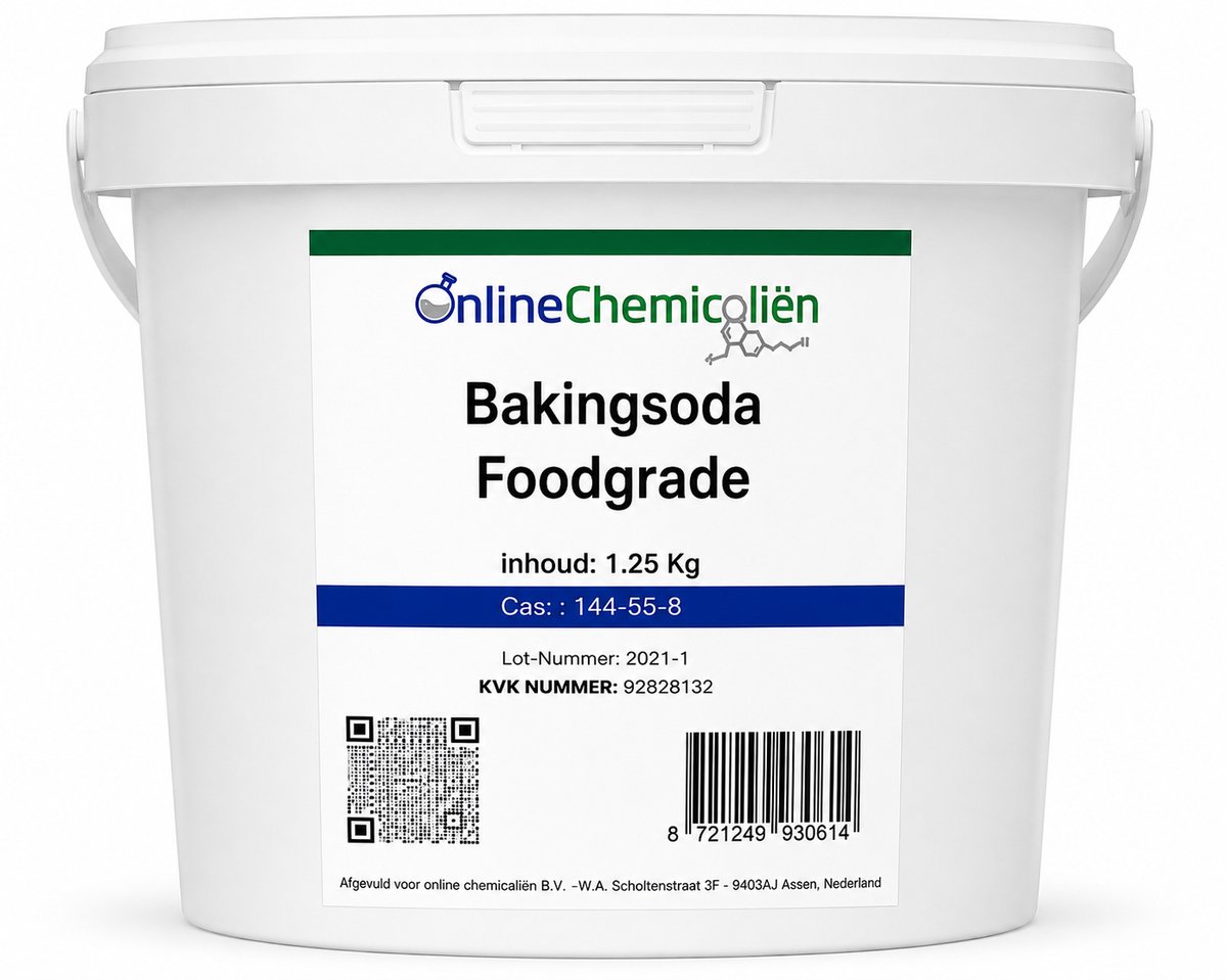 Online chemicalien - Baking Soda - Foodgrade - 1.25 kg - Voor Bakken En Koken - Natriumbicarbonaat