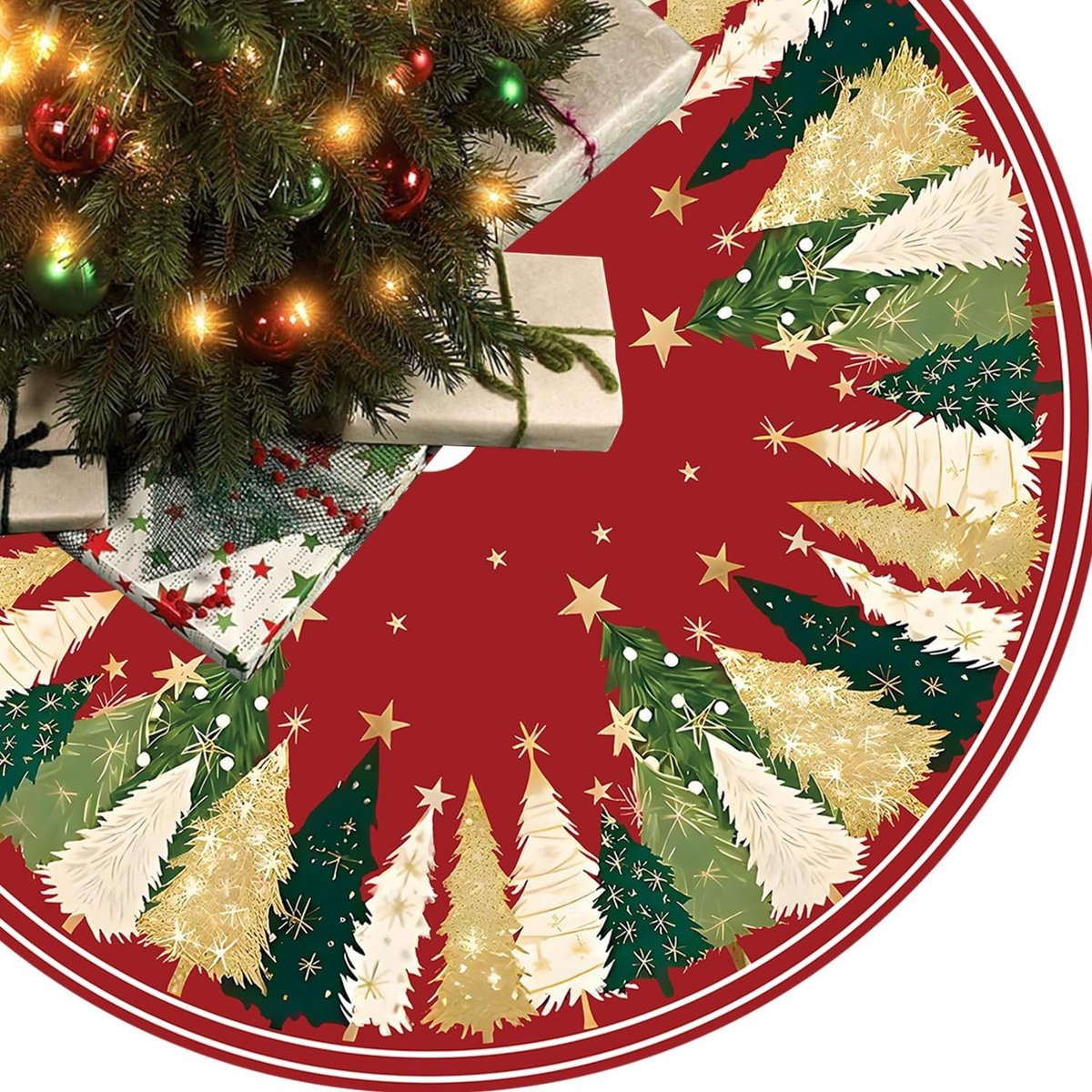 Christmas Tree Blanket, 120 cm, Christmas Tree Blanket, Round Christmas Tree Blanket, Pine Tree, Skirt, Christmas Tree - ShopVlot
