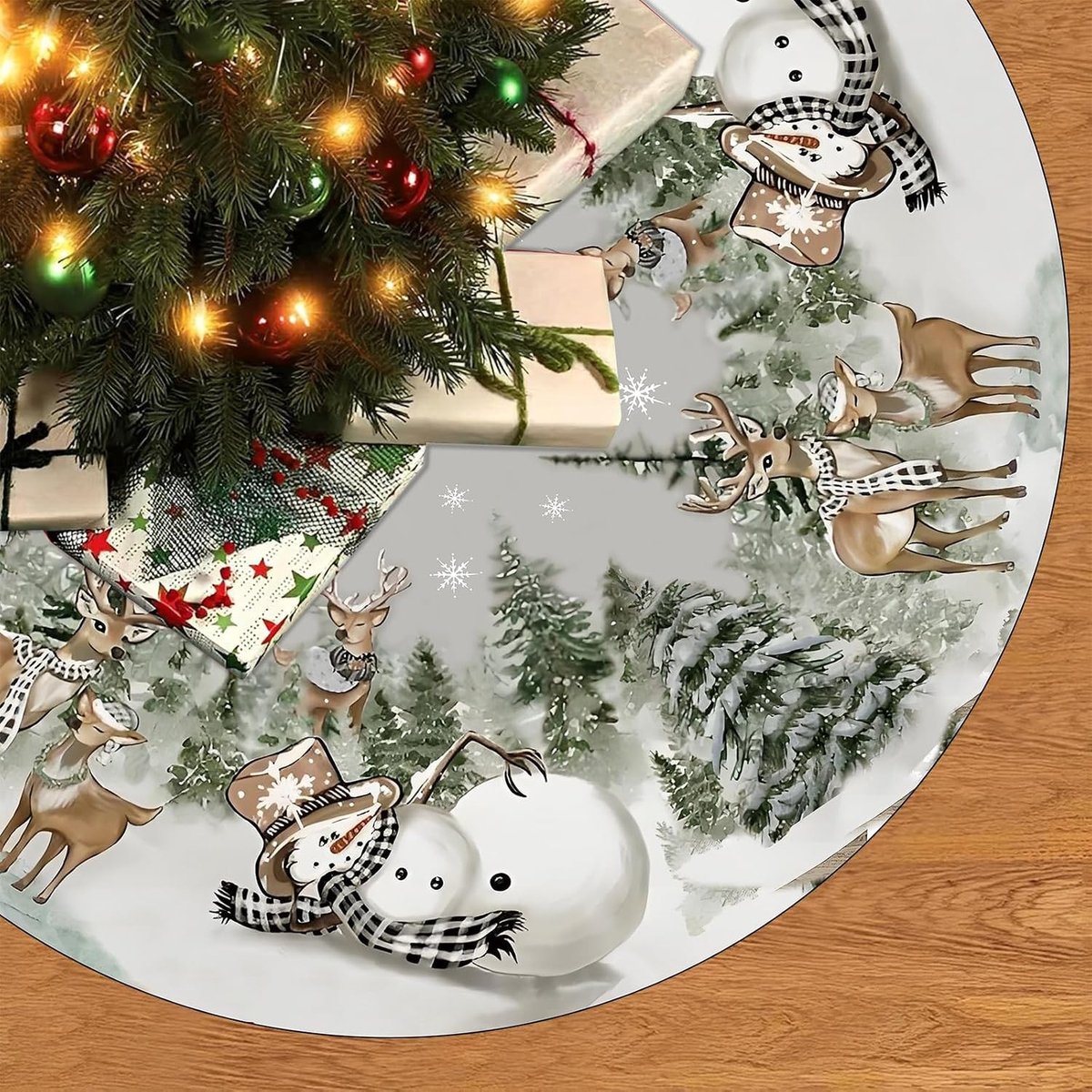 Kerstboomdeken - Rood - 120 cm - Rond Tapijt voor Kerstboomversiering - Voor een Feestelijke Kerstsfeer