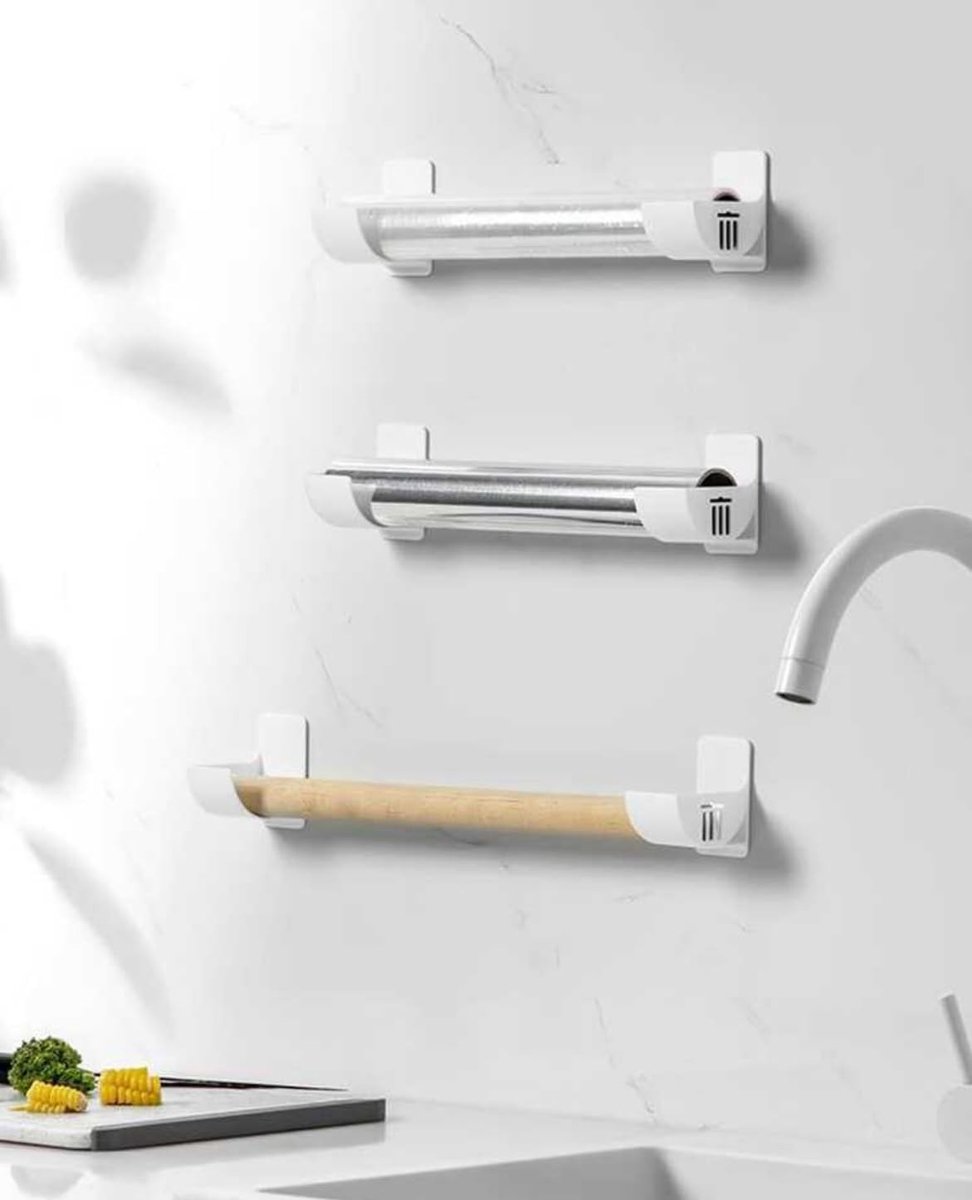 Voedselfolie Deuropberghouder - Aluminium - Wandmontage - Zelfklevend en Compact - Voor Keuken