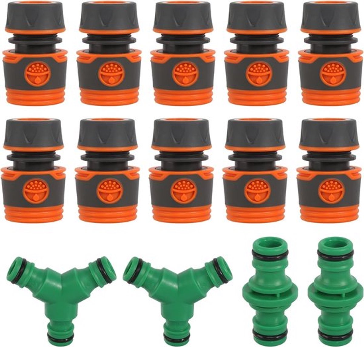 10 Pcs Tuinslang Aansluitstukken - 1/2 Inch Tuinslang Connector met 2 Y Splitters - 2 Dubbele Stekkers - Tuinslang Connector voor Tuinslangen en Tuinslang Sproeiers