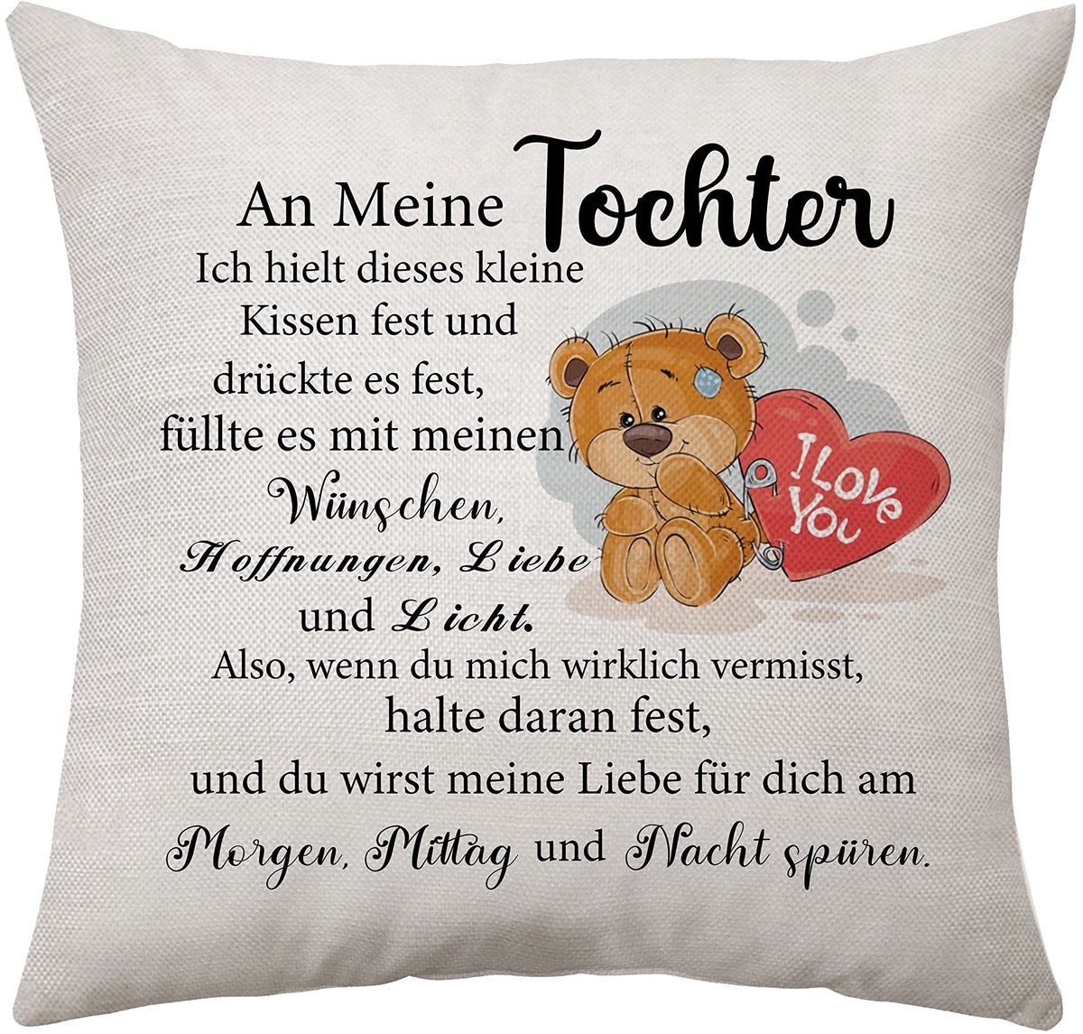 Kussenhoes voor dochter - cadeau van ouders voor verjaardag, kerst of bruiloft