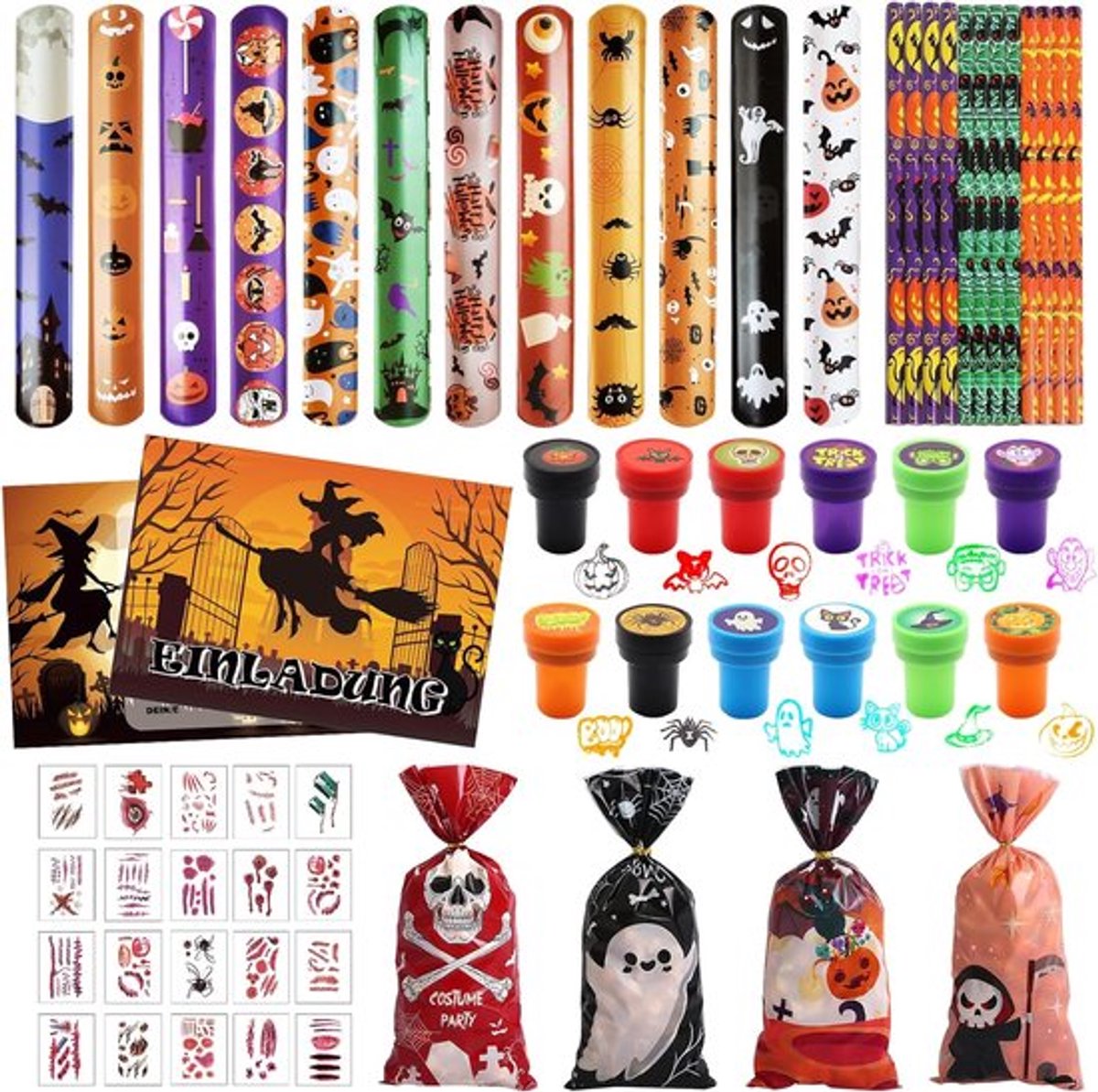 80 stuks Halloween-speelgoed - Stamp Slap Armbanden - Tijdelijke tatoeages - Halloween goodybag invullingen voor kinderen - Feestcadeau voor jongens en meisjes Halloween