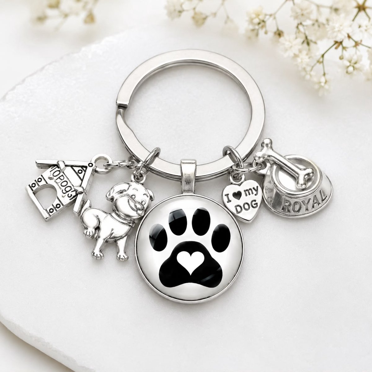 Sleutelhanger Hondenliefhebbers | Sleutelhanger Hond | Sleutelhanger Hondenbedels | Sleutelhanger Hondenpoot | Petshop Seven