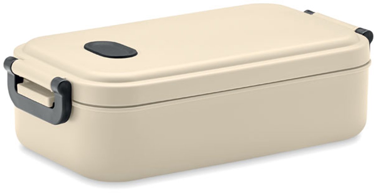 PP lunchbox met luchtdicht deksel, siliconen ventiel en twee zijgespen. Inhoud: 800 ml. Beige