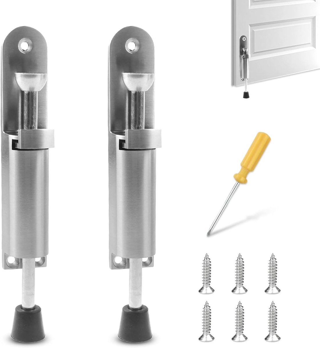 Winddichte Deurstopper Set - Zwart - 2 Stuks - Robuuste Zinklegering met Rubberen Basis - Voor Binnen en Buiten