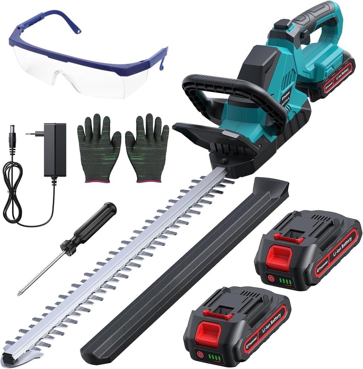 Accu-heggenschaar - Blauw - 52,2 cm - Met Borstelloze Motor en 2 Accu's - Voor Tuinonderhoud