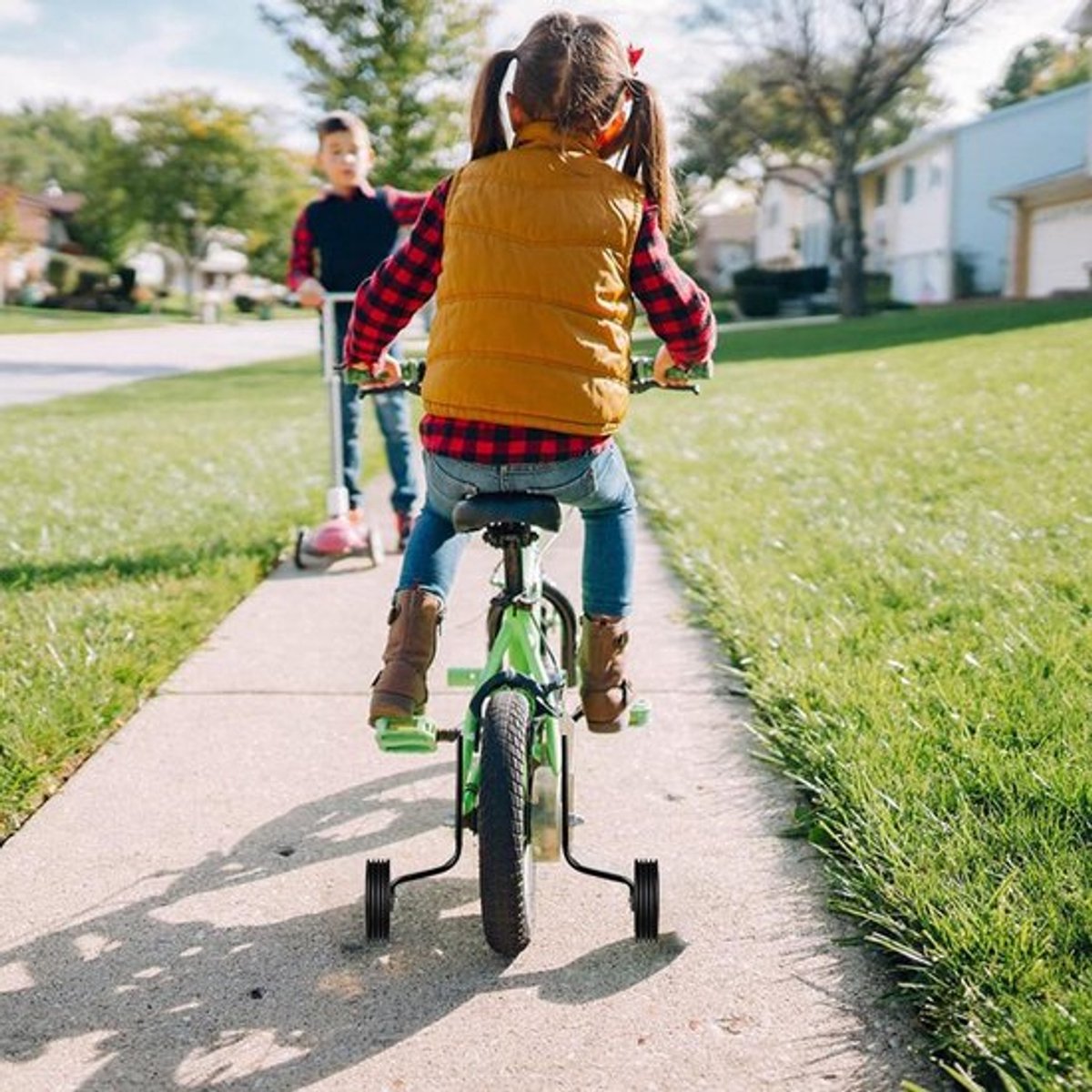 Trainingswielen voor kinderfiets - Stabilisatoren - Set van 2 - Geschikt voor 12, 14, 16, 18, 20 inch - Enkele snelheid