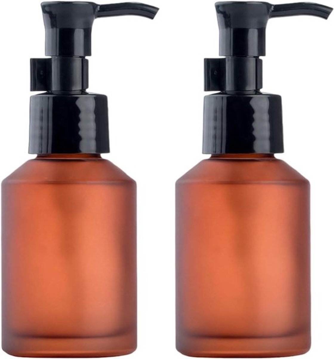 Set van 2 lege rode glazen lotion pomp flessen - 60ml - voor make-up en cosmetica op reis