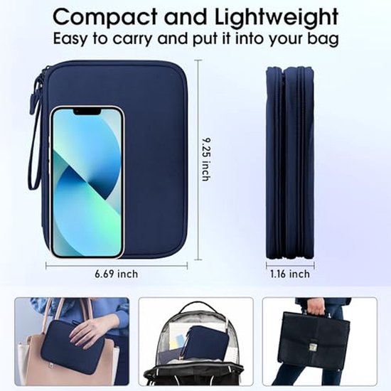 Elektronica Organizer Tas - Kabeltas Reizen - Tech Accessoires Opbergen - Dubbellaags Ontwerp - 23 x 17 x 5.5 cm — afbeelding 2