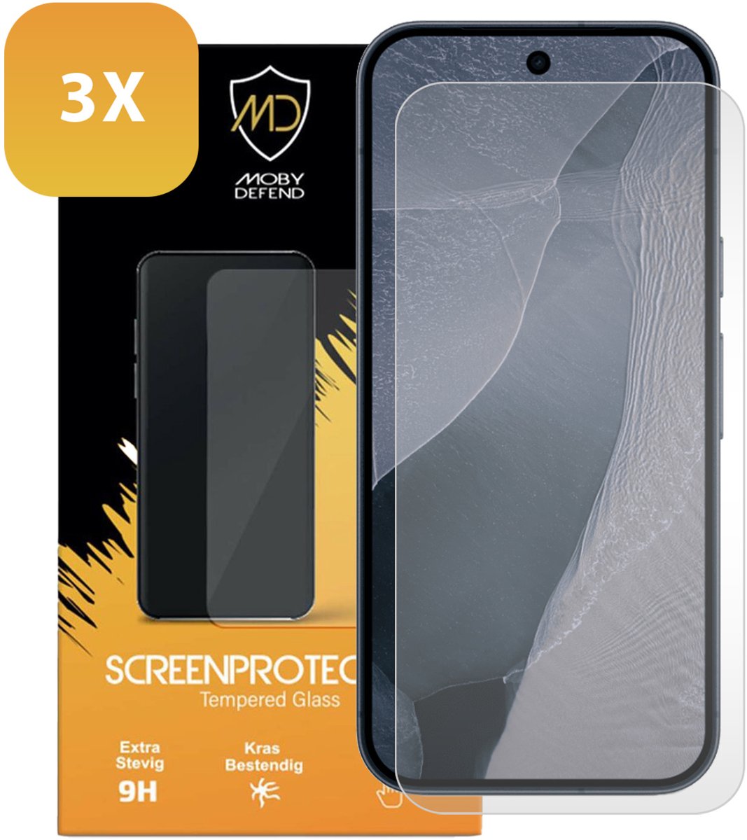 3-Pack MobyDefend Screenprotectors - Geschikt voor Google Pixel 11 Pro XL - Case-Friendly Screensavers - Gehard Glas