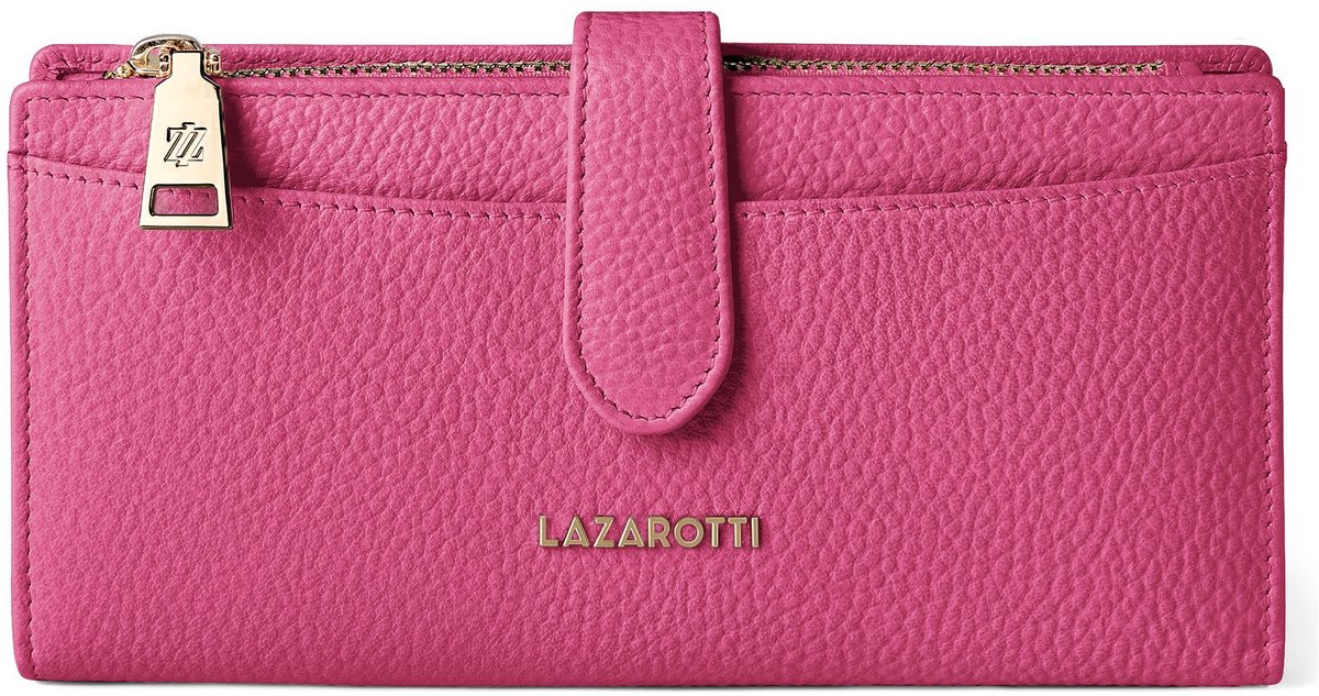 Lazarotti portemonnee Bologna Leather Wallet 20 cm Hot Pink roze