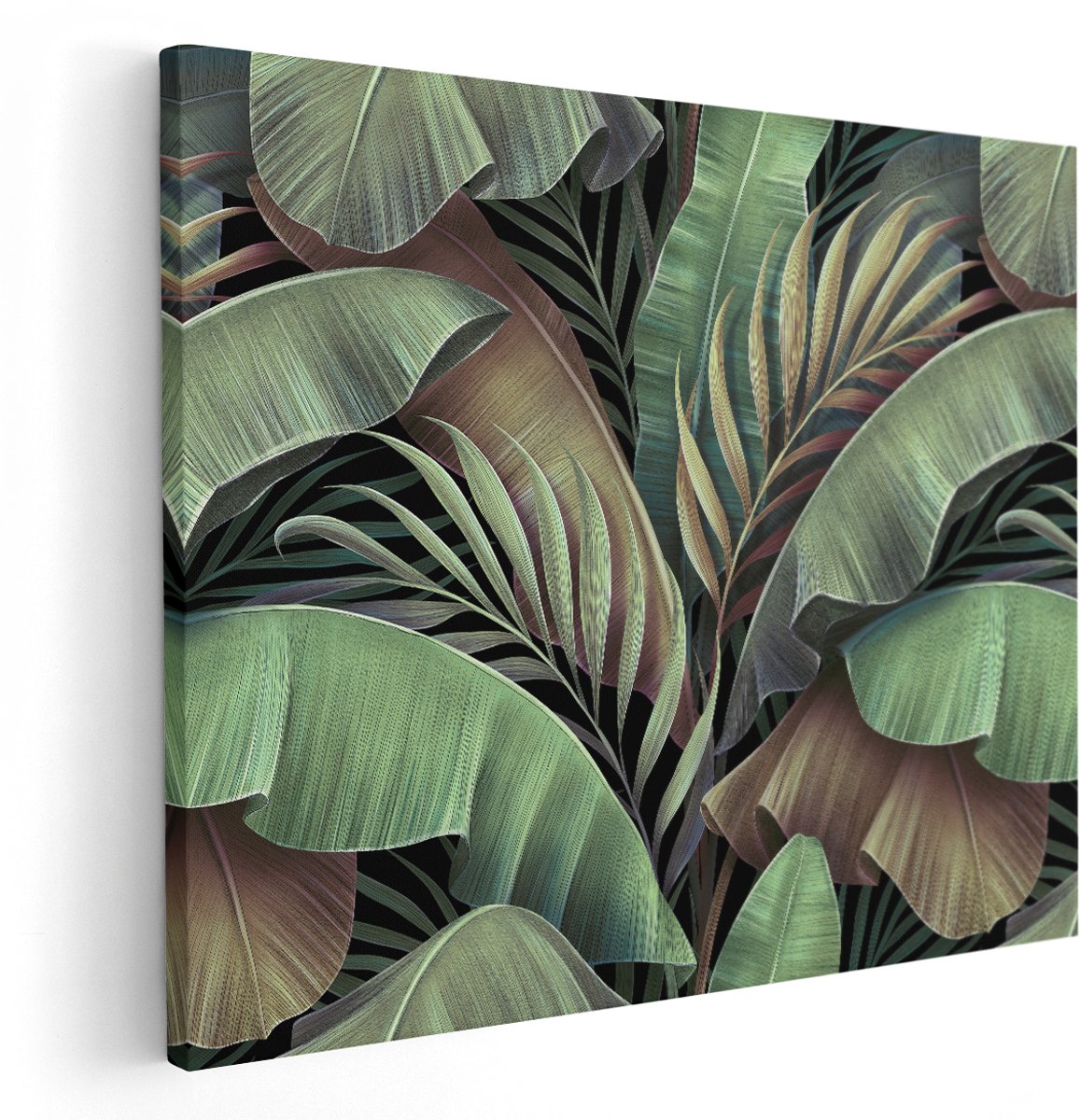 Artaza Canvas Schilderij Tropische Bladeren - 150x120 cm - Groot - Wanddecoratie Woonkamer - Schilderijen - Muurdecoratie