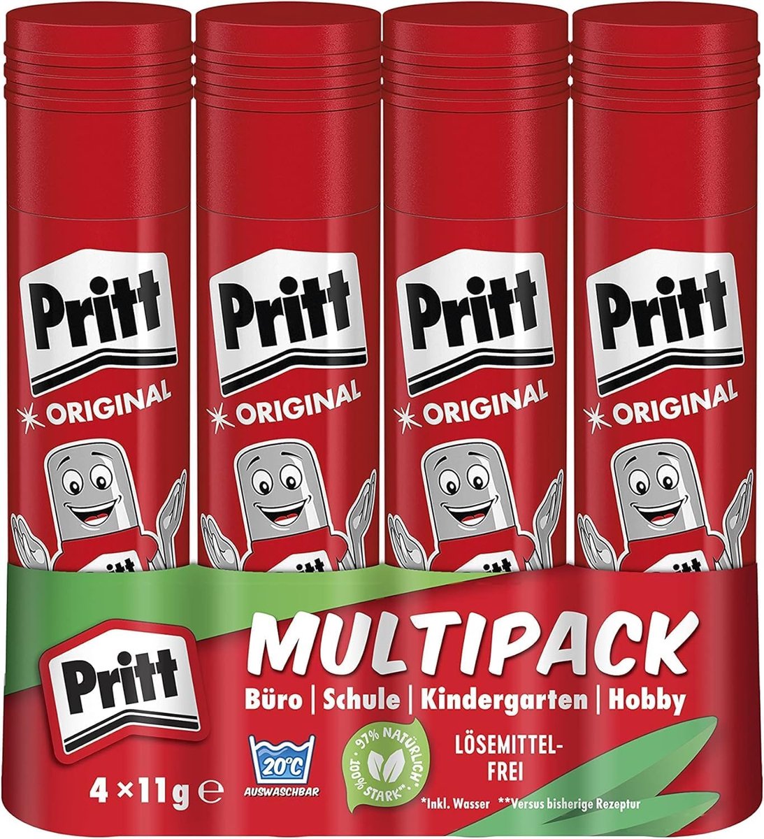Pritt Lijmstiften – 4 x 11 g – Lijmsticks voor Papier & Karton – Kindvriendelijke Knutsellijm voor School, Kantoor & Thuis