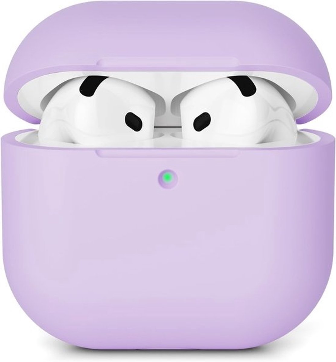 Schokabsorberende Siliconen Hoes voor AirPods 4e Generatie (2024) - Volledige Bescherming met Zichtbare LED - Lavendel