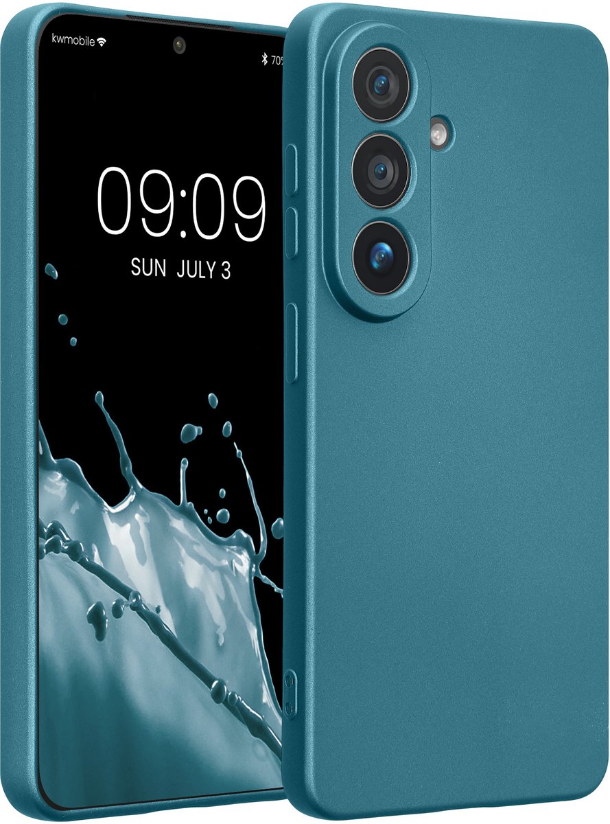 kwmobile metallic telefoonhoesje van TPU - geschikt voor Samsung Galaxy S26 - Flexible case voor smartphone - In Metallic carabisch blauw
