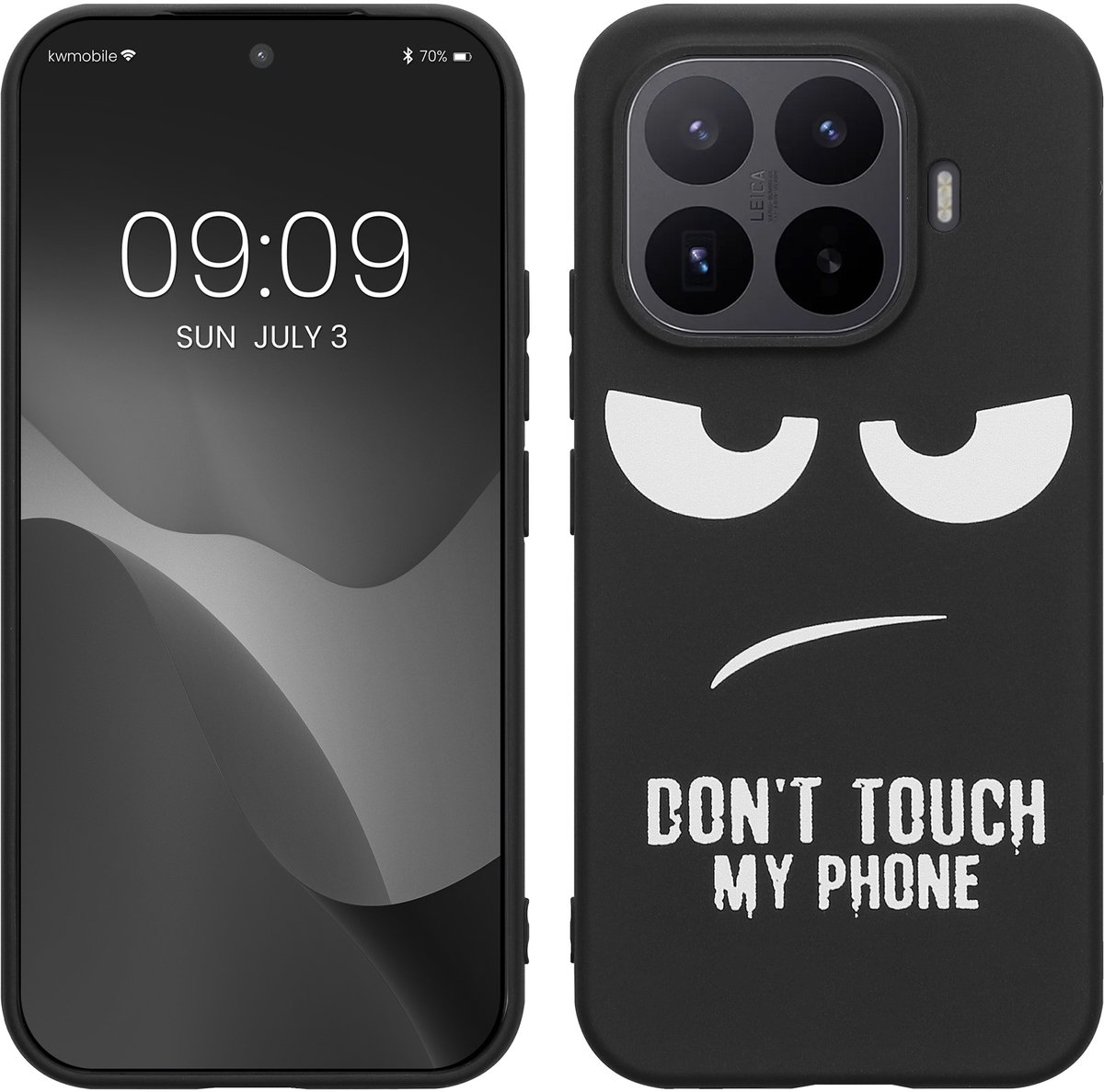 kwmobile telefoonhoesje geschikt voor Xiaomi 17T - Hoesje voor smartphone in wit / zwart - Backcover van TPU - Don't Touch My Phone design