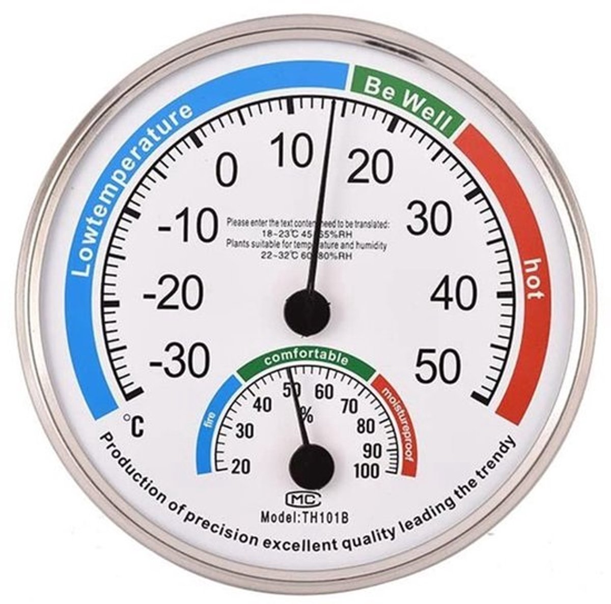 2 Stuks Binnen Buiten Analoge Temperatuur Vochtigheid Meter voor Kamer en Kas