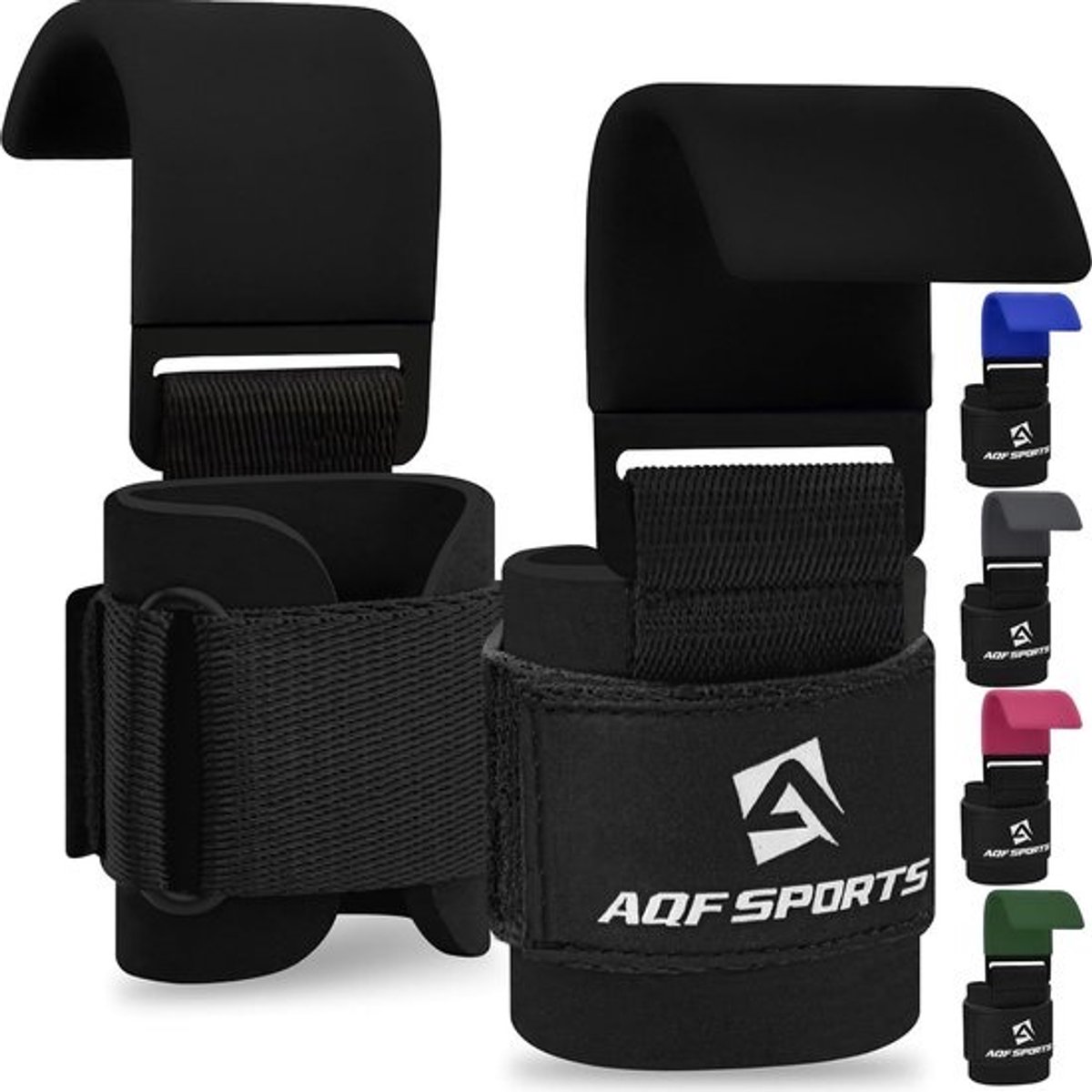 Gewichtheffen Haken - Grip Hulp - Kracht Training - Antislip Rubberen Coating - 8 Mm Dik - Zwart