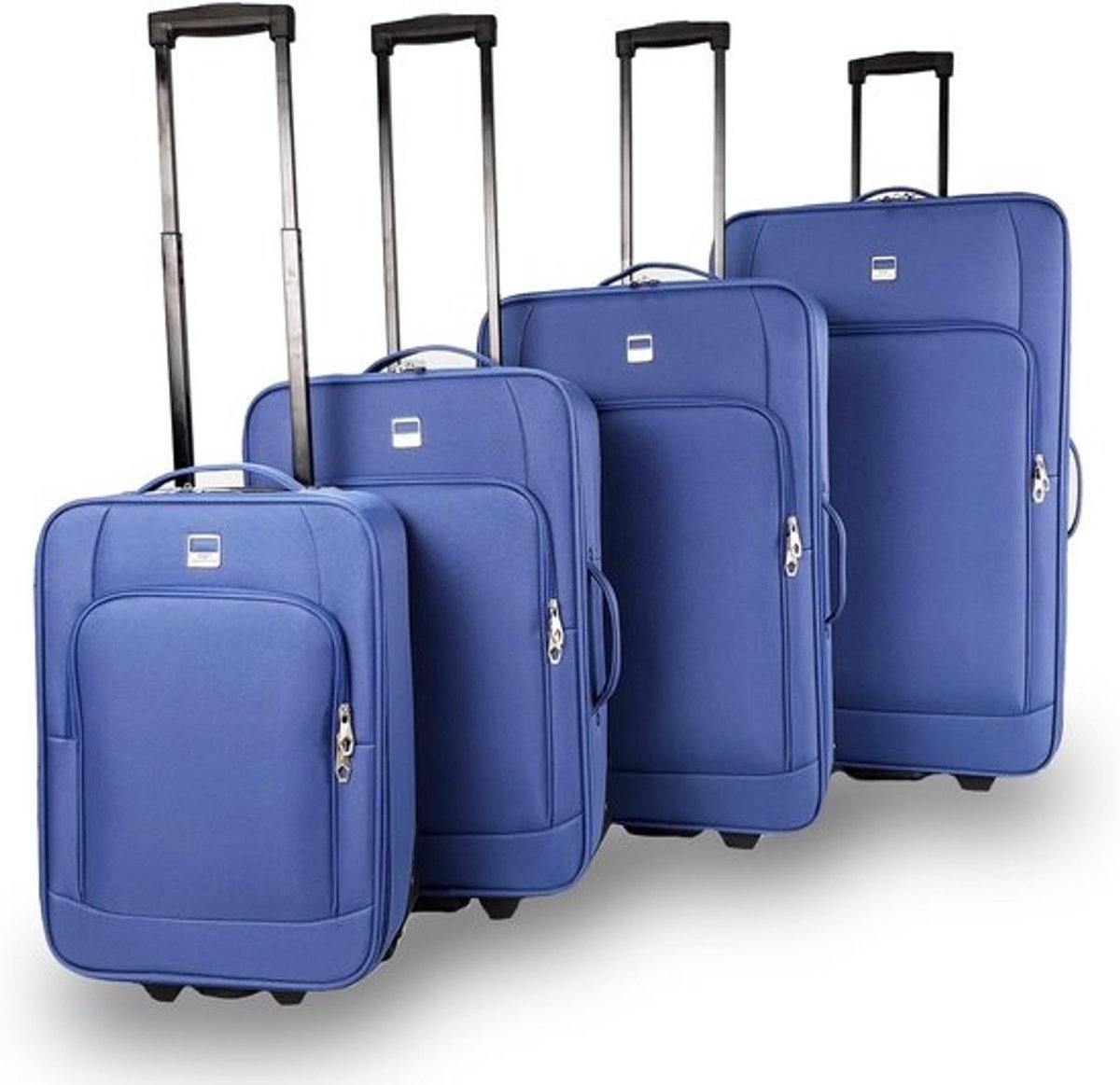 Set van 4 stoffen reiskoffers M/L/XL/XXL lichtgewicht blauw