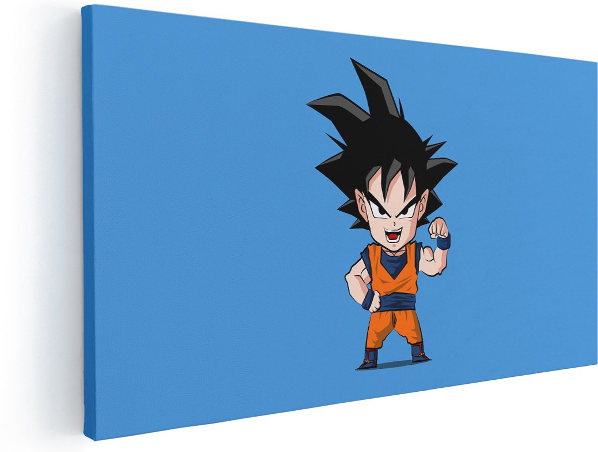 Artaza Canvas Schilderij Chibi Goku - 160x80 cm - Groot - Wanddecoratie Anime Dragon Ball - Muurdecoratie Jongenskamer - Schilderijen Op Canvas