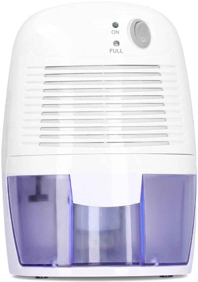 Mini luchtontvochtiger 500 ml – stil, energiezuinig, auto-shut off,Compacte ontvochtiger voor badkamer, garage, kast en camper – wit