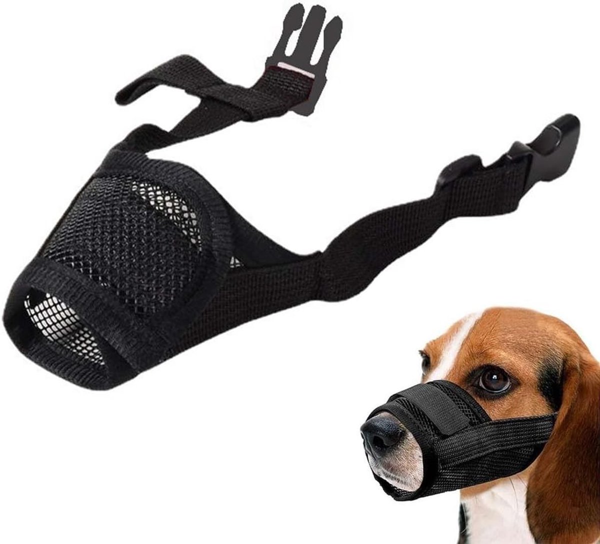 Ademende stoffen muilkorf voor middelgrote honden - Verstelbaar hondenmasker voor training, bijtpreventie en blaffenstopper