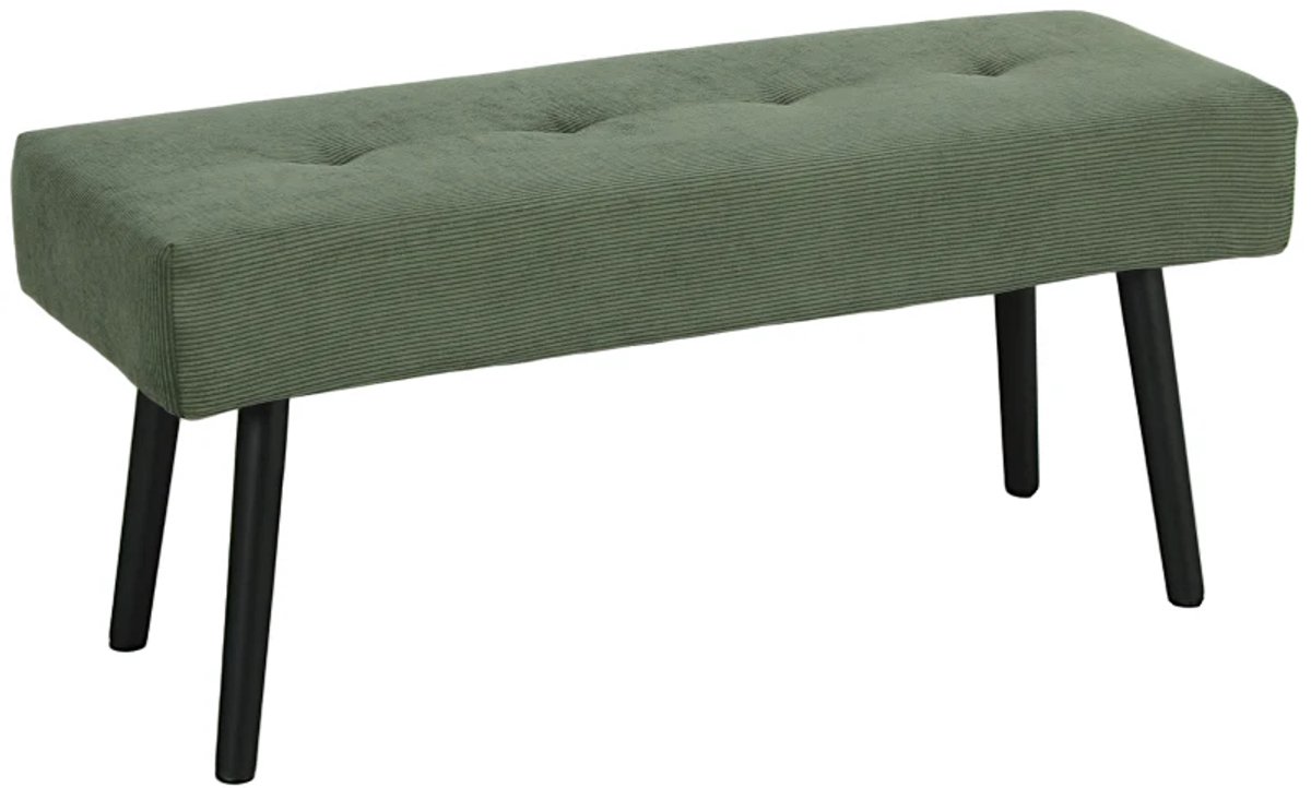 Bankje - Gestoffeerde Bank Met Koordafdekking - Bedbank Met Metalen Poten - Schoenenbank - 100 x 36 x 45 cm - Groen