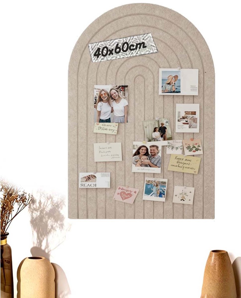 Prikbord 40x60 cm – Groot Vilten Prikbord met Zelfklevend Vilt, Wandbord voor Foto’s, Notities en Decoratie, Alternatief voor Kurkbord voor Kantoor en Thuis – Donker Camel