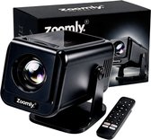Zoomly® Pro MAX+ Mini Beamer – 700 ANSI Lumen – Thuisbioscoop Beamer met Android 14, WiFi 6 & Bluetooth 5.4 – Full HD 1080p – Ondersteunt 4K – Gratis Smart Remote