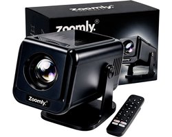 Zoomly® Pro MAX+ Mini Beamer – 700 ANSI Lumen – Thuisbioscoop Beamer met Android 14, WiFi 6 & Bluetooth 5.4 – Full HD 1080p – Ondersteunt 4K – Gratis Smart Remote