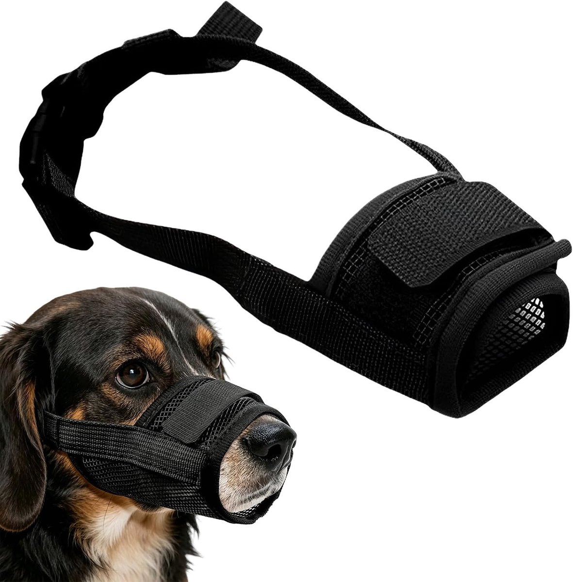 Muilkorf voor grote en middelgrote honden, verstelbaar en ademend, ideaal voor training en veilige wandelingen, voorkomt bijten en slikken