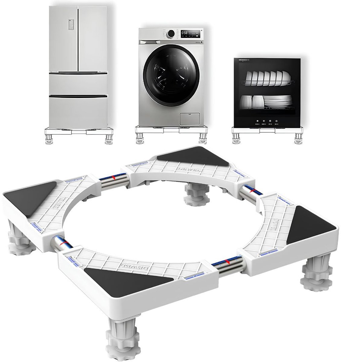 LNM® Wasmachine Verhoger - Wasmachine Onderstel - Wasmachine Sokkel - Wit - 42cm x 20cm x 10cm