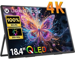 UPERFECT 18.4" draagbaar scherm 4K 1.07B(8Bit+FRC)| 100% sRGB draagbare monitor | Aluminium frame | Dual USB-C PD | Anti-verblindend IPS
