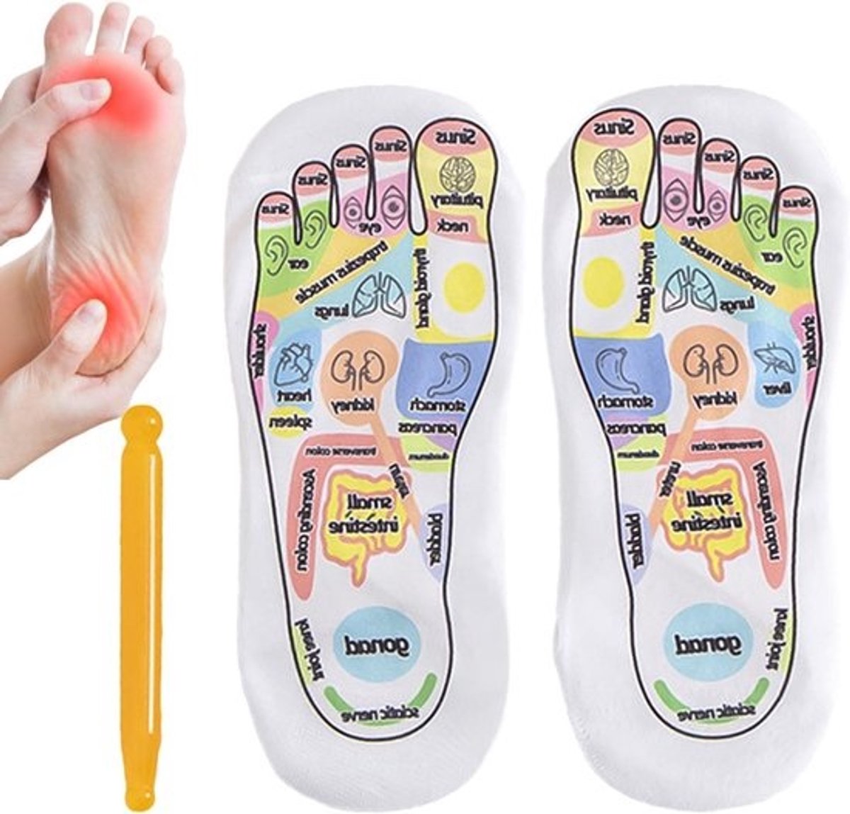 Reflexzone Sokken - Voetmassage Sokken - Voetverzorging - Geïntegreerd Pijnpunt Ontwerp - 30 x 8 cm - Wit