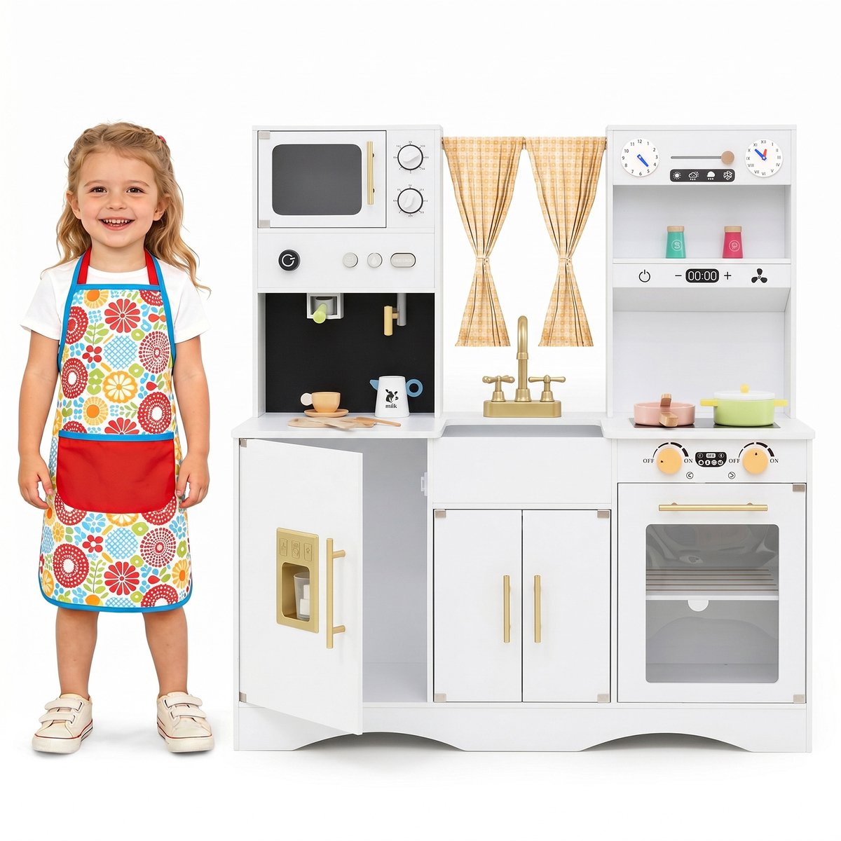 SureDeal® - Rollenspell - Kinderkeuken - Kookspullen Houten Speelkeuken - Magnetron - Kinderen vanaf Jaar - 92x35x90 cm - Wit