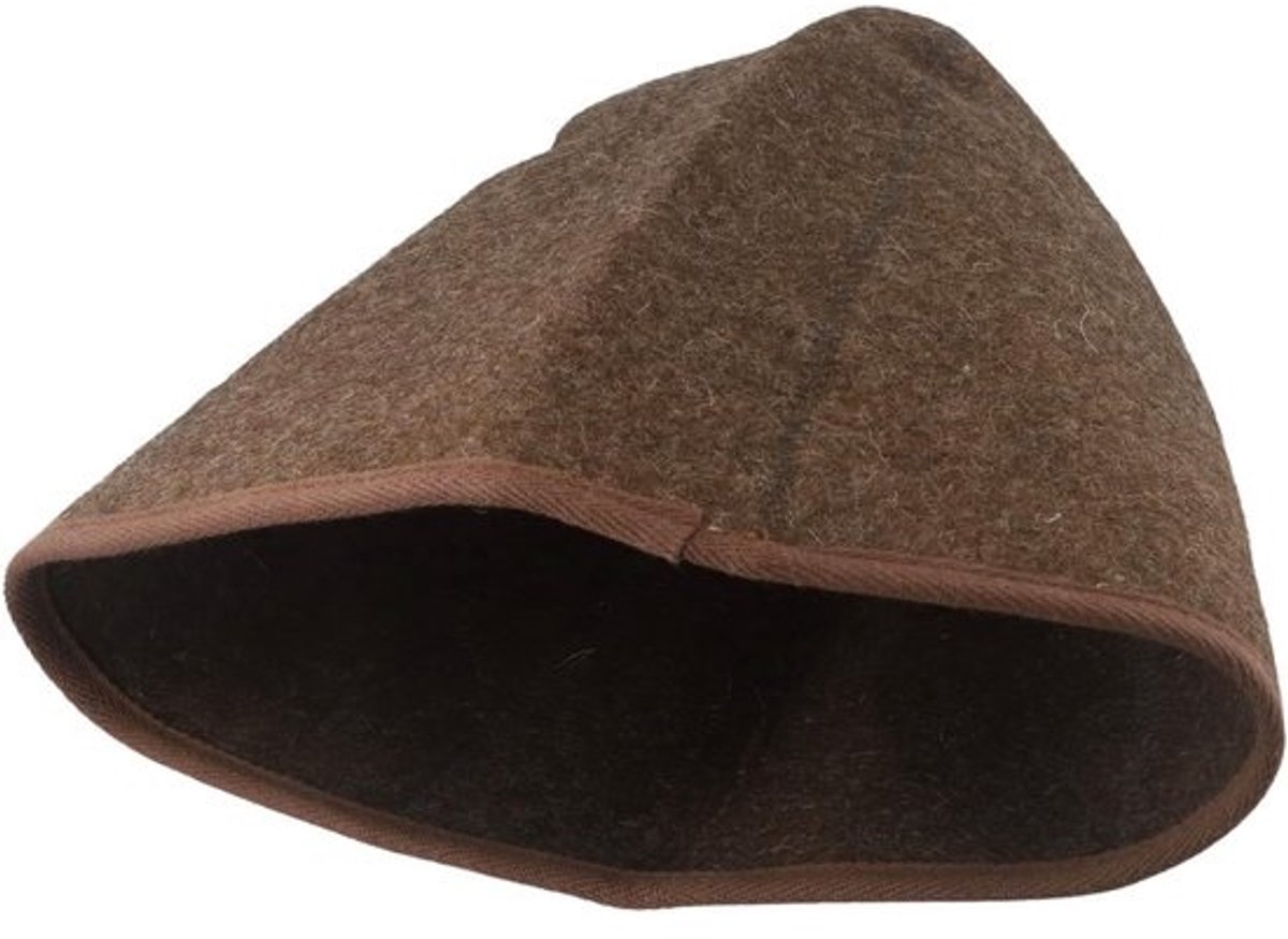 Sauna Hoed - Badmuts Vilt - Sauna Comfort - Verstelbare Riem - 34x26cm - Bruin