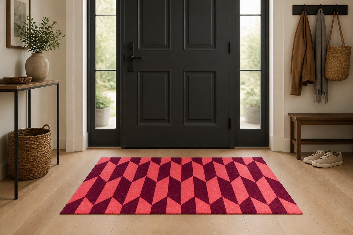 Deurmat, droogloopmat Rozenkelim | Groen | 90cm x 60cm
