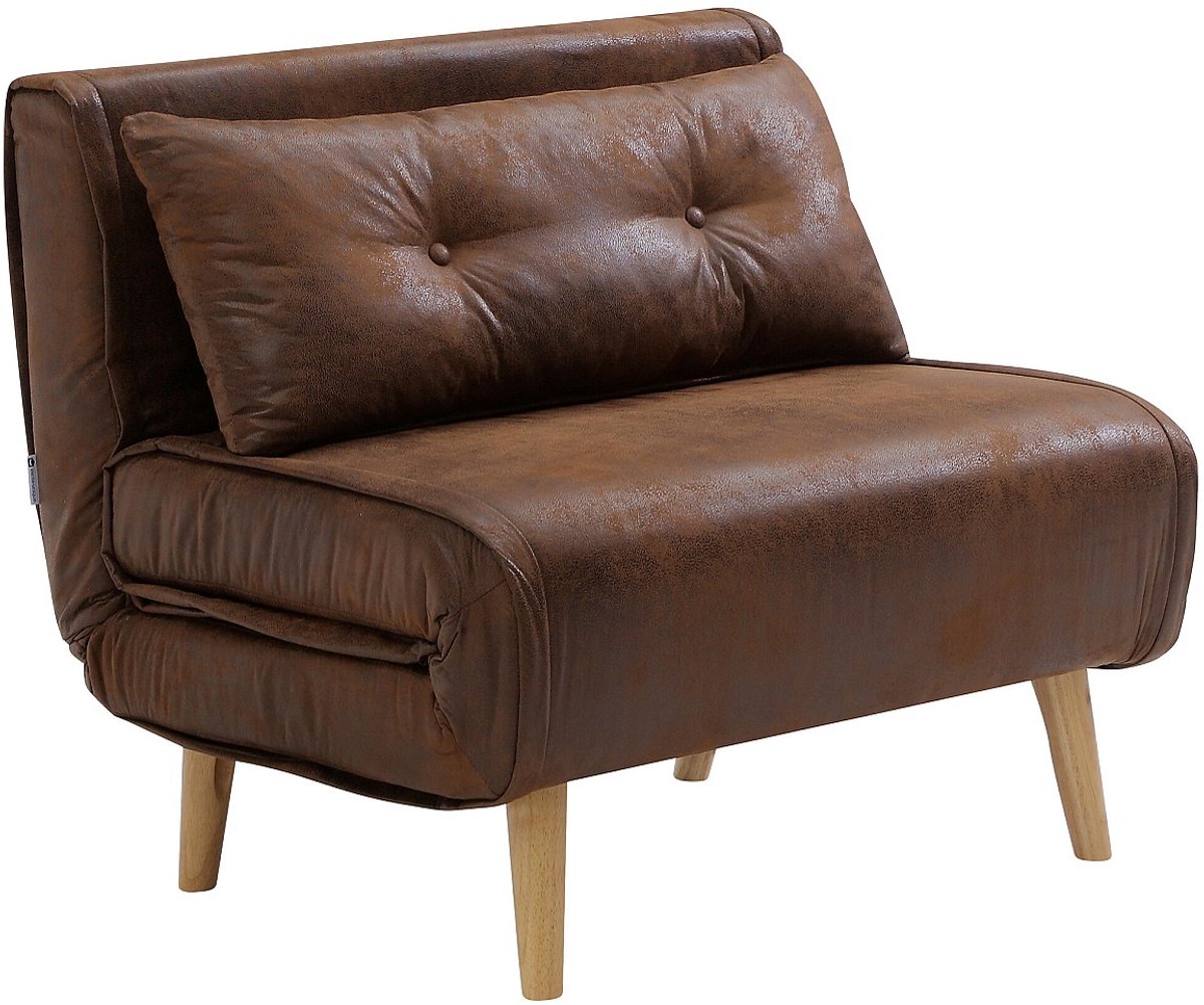 Vente-unique Uitklapbare fauteuil in microvezel met verouderde lederlook VALERIO