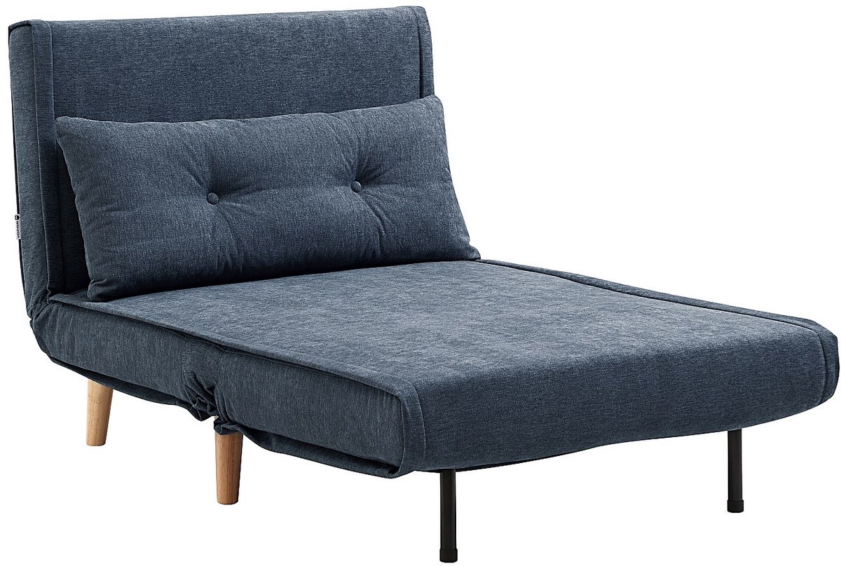 Vente-unique Uitklapbare fauteuil in blauwe stof VALERIO