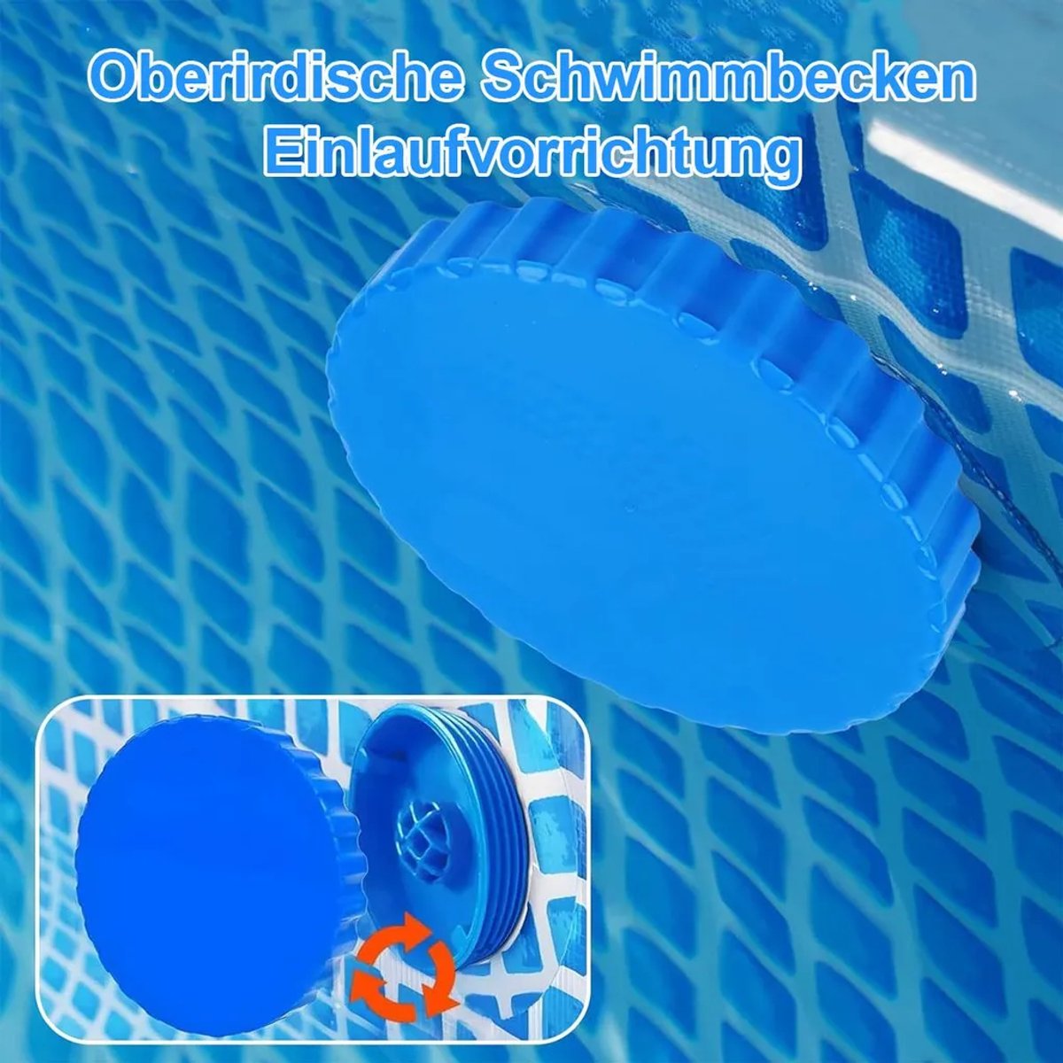 Vervangingsset Geschikt voor Intex inbouwzwembaden, inclusief inlaatdoppen, pluggen en vorstbeschermers, blauw PVC, 9 × 1,5 cm.