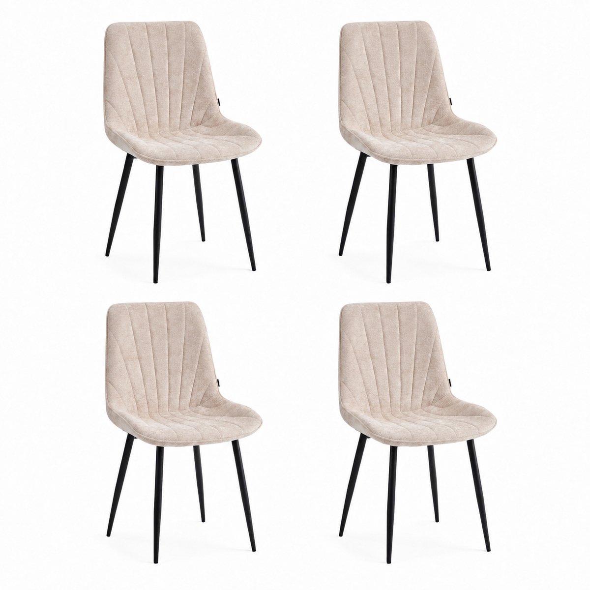 Colenis - Lesedi Eetkamerstoel - Set Van 4 - Taupe - Chenille Stof
