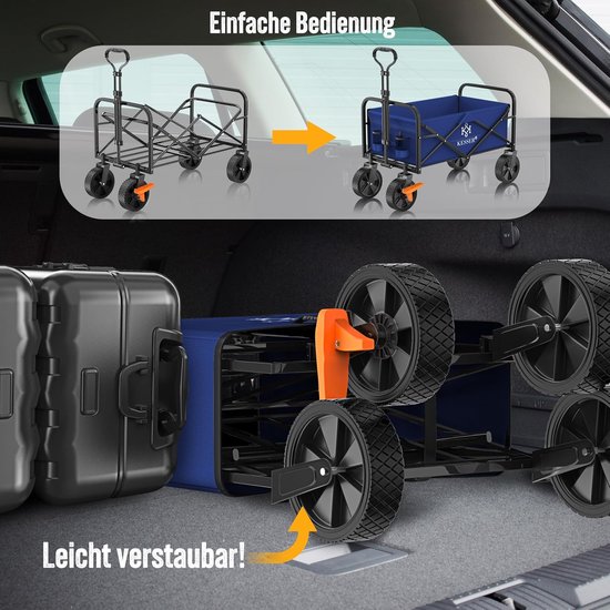 Opvouwbare Bolderkar - Transportkar Tuinwagen - Outdoor Uitstapjes - 360 graden wielen - 80 kg draagkracht - Blauw van Opvouwbare Bolderkar — afbeelding 5