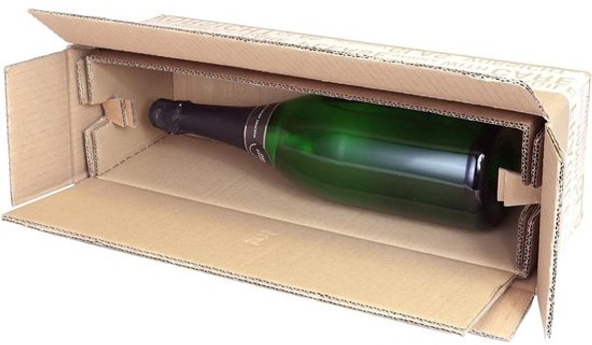 Flessendoos Magnum - Wijndoos Sekt - Flessen Verzenden - Inclusief Inleg - 1 Fles - Bruin