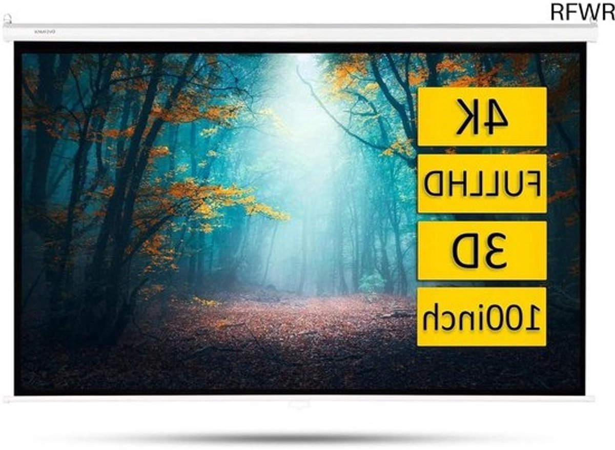 RFWR® Half-automatisch 100 inch projectiescherm 16:9 - Ideaal voor thuis en werk
