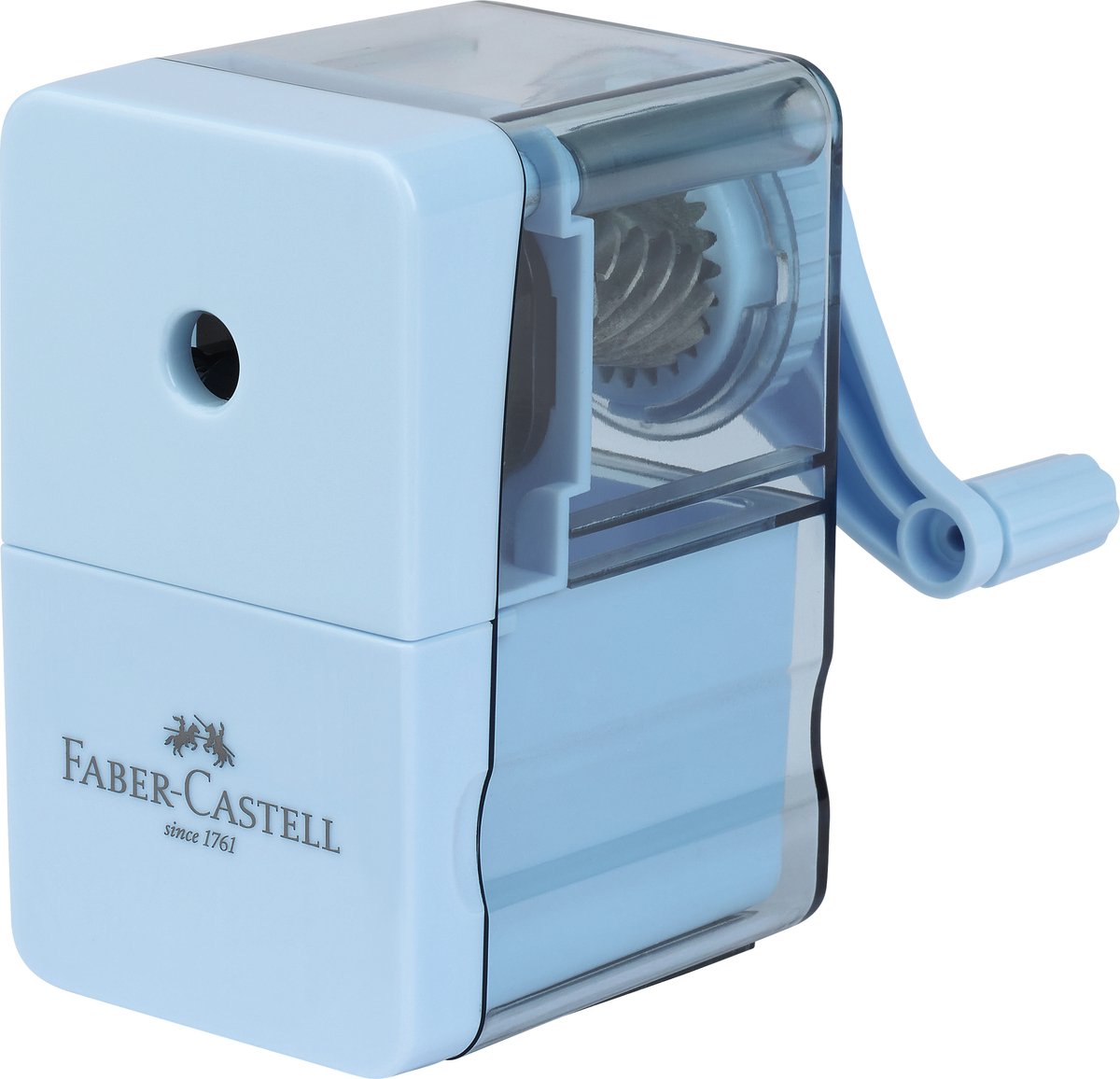 Faber Castell - Puntenslijper Tafelmodel - Geschikt voor Potloden tot 8,4 mm - rond, driekant en zeskantig - Blauw - FC-180985